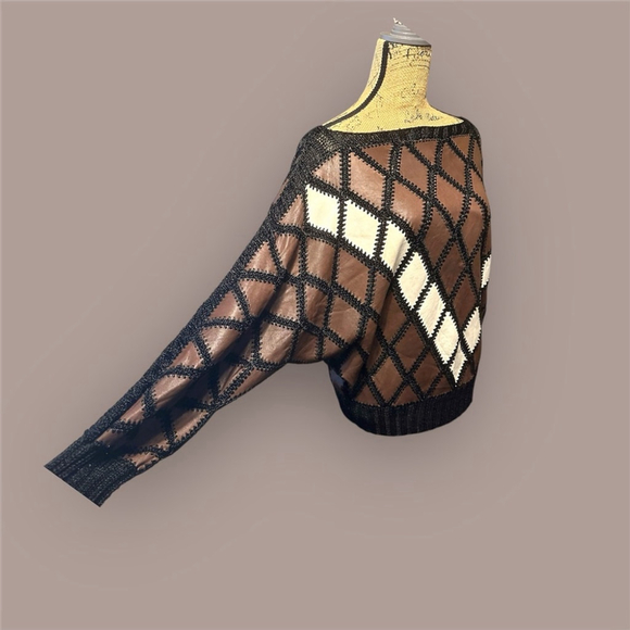 Brown Crochet Top/ Sweater Handmade #354 - Picture 4 of 16